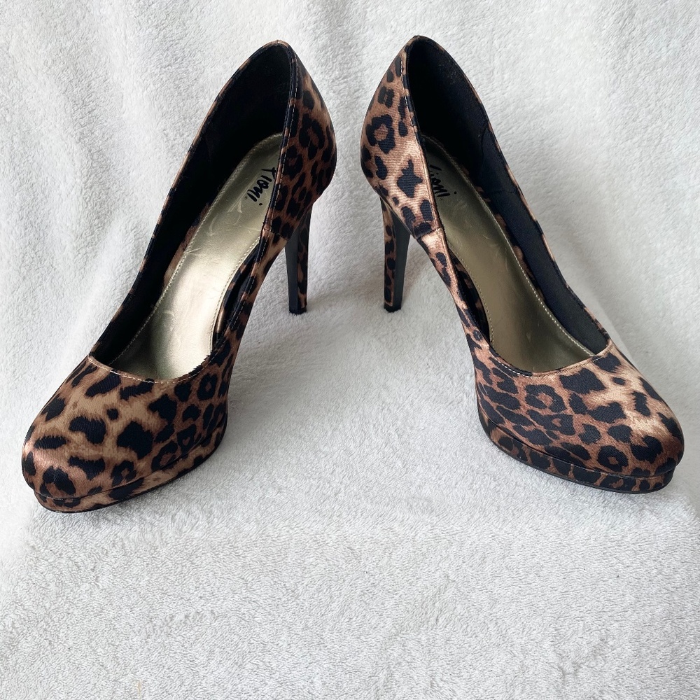 Fioni‎ Leopard Print Platform Pumps Women 9.5 Brown